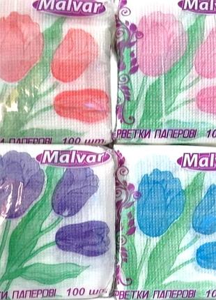 Серветка malvar малюнок тюльпани 100 шт