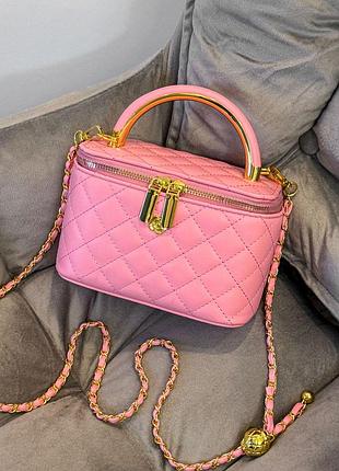 Жіноча сумка-косметичка 3088 vanity bag крос-боді рожева