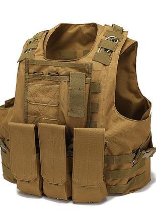 Жилет тактичний плитоноска a56 molle військова армійська койот пісочний