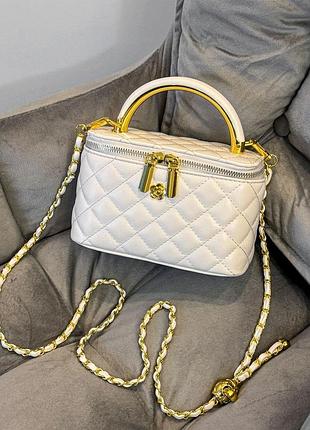 Женская сумка-косметичка 3088 vanity bag кросс-боди белая молочная