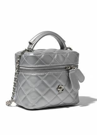 Женская сумка-косметичка большая 10660-big vanity bag кросс-боди серебристая