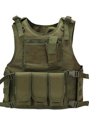 Жилет тактический плитоноска a67 molle военная армейская олива зеленая