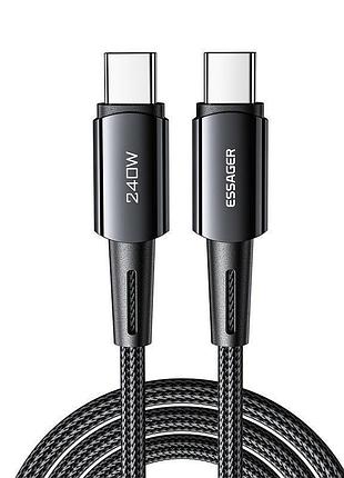 Кабель essager sunset type c to type c 240w data cable 2 м dark grey (exctt3-cga0g-p)