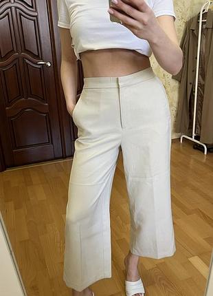 Брюки прямого укрою укорочені zara, s