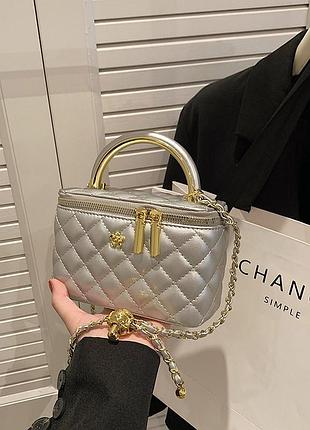 Жіноча сумка-косметичка 28200 vanity bag крос-боді срібляста