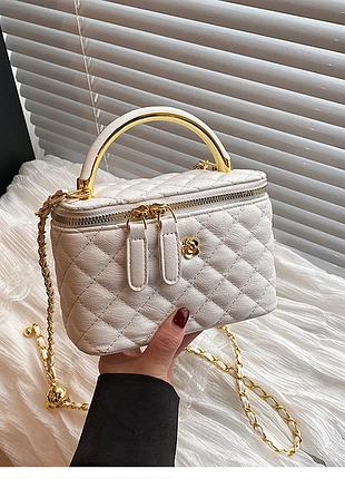 Женская сумка-косметичка 7100 vanity bag кросс-боди белая молочная