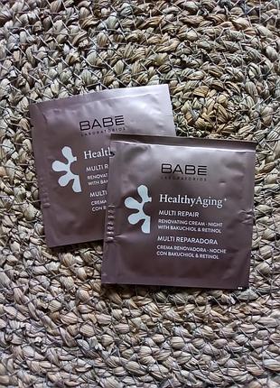 🌙нічний антивіковий крем з ретінолом та бакучіолом babe laboratorios healthy aging multi repair renovating cream пробник