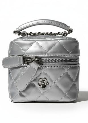 Женская сумка-косметичка маленькая 10660-small vanity bag кросс-боди серебристая