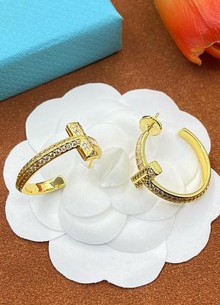 Сережки tiffany t gold lux люкс якість