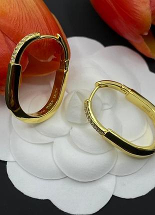 Сережки tiffany&co. tube gold luxe / тіффані тюб люкс