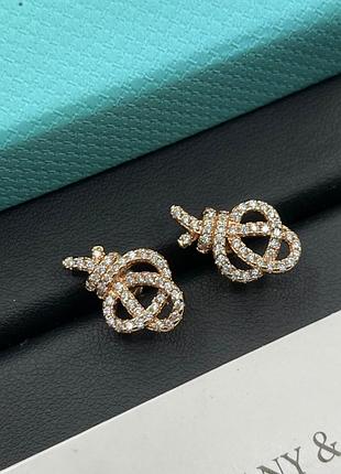 Сережки tiffany knot rose gold люкс якість