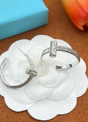 Сережки tiffany t silver lux люкс якість