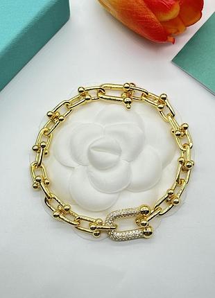 Браслет tiffany "golden lock pavé" люкс якість