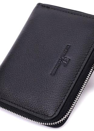 Кожаный кошелек для женщин на молнии с тисненым логотипом производителя st leather 19489 черный