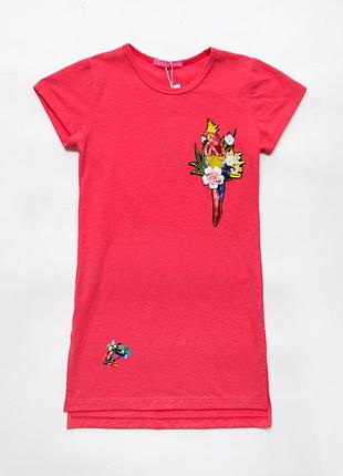 Платье летнее трикотажное, для девочки smiletime summer, коралл 146