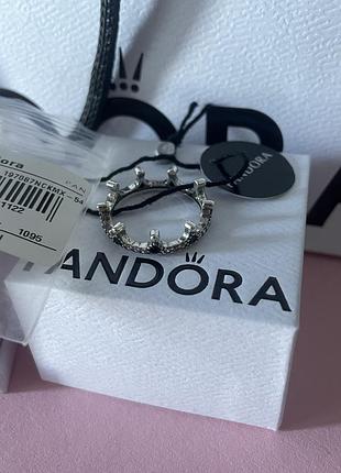 Оригінальне кільце корони з чорним камінням оригінал пандора pandora 18