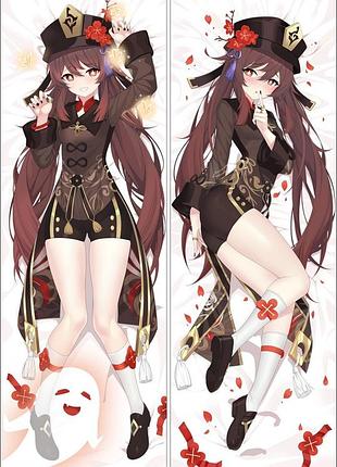 Аниме дакимакура ху тао genshin impact (генши импакт) (подушка обнимашка) 120*40 см 150, 50*150, 50