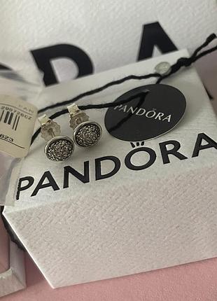 Оригінальні сережки круглі з камінням коло каміння оригінал пандора pandora