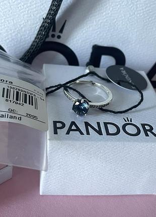 Оригінальне кільце синій великий камінь корона оригінал пандора pandora 15.5