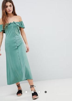 Зеленое платье на пуговицах, asos, s, 💚
