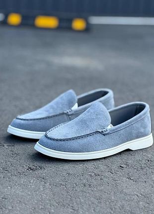 Чоловічі туфлі лофери сірі