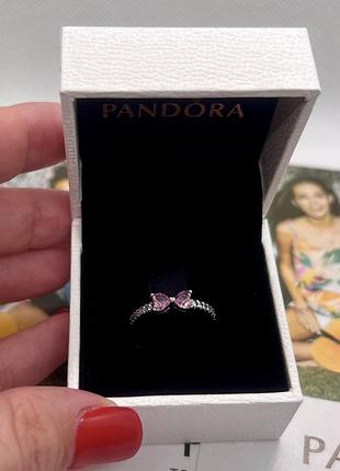 Серебряное кольцо pandora "розовый бант" пандора 17