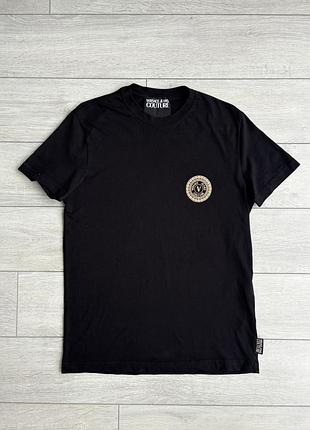 Черная женская брендовая футболка versace jeans couture black м размио оригинал