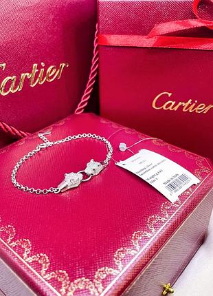Серебряный браслет картье cartier леопард тигр цепь цепочка камни серебро проба 925 новое с биркой новое, 925, 18