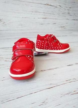 Ботинки для девочек, красные 24р, 14.5см 4