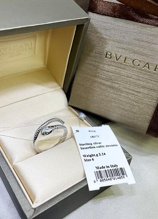 Срібне кільце булгарі bulgari змія змійка з камінням срібло проба 925 нове з биркою нове, 925, 15.5