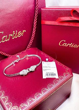 Серебряный браслет картье cartier леопард леопарды цепь цепочка плетение камни серебро 925 новое с биркой новое, 925, 16