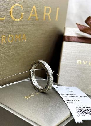Серебряное кольцо булгари bulgari массивное крупное с камнями серебро проба 925 новое с биркой новое, 925, 17.5