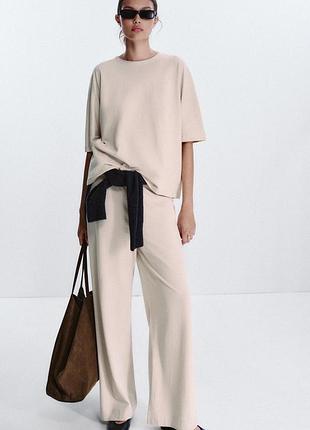 Летний костюм комплект zara футболка и широкие брюки