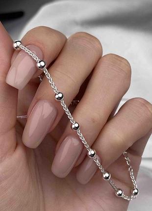 Серебряный браслет с шариками серебро 925 пробы