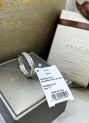 Серебряное кольцо булгари bulgari массивное крупное с камнями серебро проба 925 новое с биркой новое, 925, 17.5