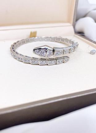 Серебряный браслет булгари bulgari змея змейка с камнями серебро проба 925 новое с биркой новое, 925, 18