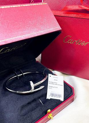 Серебряный браслет картье cartier любовь гвоздь закрученный жесткий бангл твердый серебро 925 новое с биркой новое, 925, 18