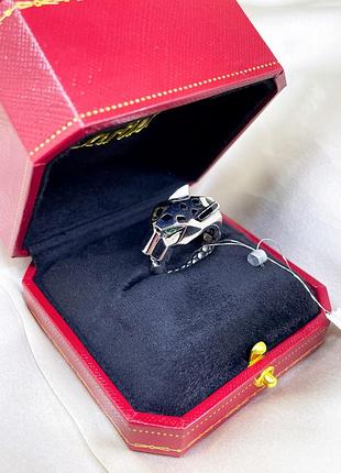 Срібне кільце картьє cartier пантера кішка леопард тигр зелені очі каміння срібло 925 нове з биркою нове, 925, 16.5