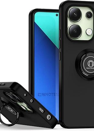Чехол fiji colorframe для xiaomi redmi note 13 матовый бампер с кольцом подставкой black