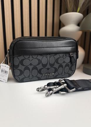 Мессенджер coach rossbody shoulder bag черный с серым / сумка коач