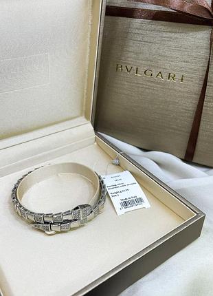 Серебряный браслет булгари bulgari змея змейка с камнями серебро проба 925 новое с биркой новое, 925, 18