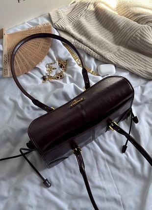 Prada medium leather shoulder chocolate/gold 2