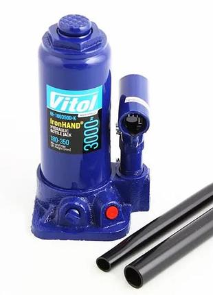 Домкрат гидравлический 3 т 180-343мм пласт. уп. "vitol" с предохр. клапаном