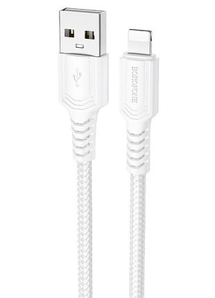 Дата кабель borofone bx116 certain usb to lightning 2.4a (1m) white