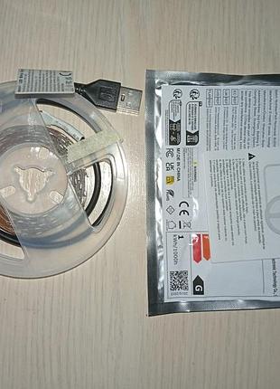 Led светодиодная лента 3 м. 5v работает от павербанка.