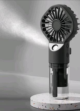 Портативний ручний вентилятор із зволожувачем 2в1 mist fan, 4 швидкості, чорний