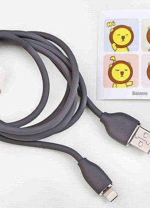 Кабель usb - iphone 2.4a 1.2м "baseus" jelly liquid silica gel силиконовый круглый черный