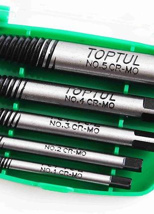 Набір екстракторів для болтів 3-18 мм (5 од.) "toptul" (1/8", 1/4", 5/16", 7/16", 9/16")