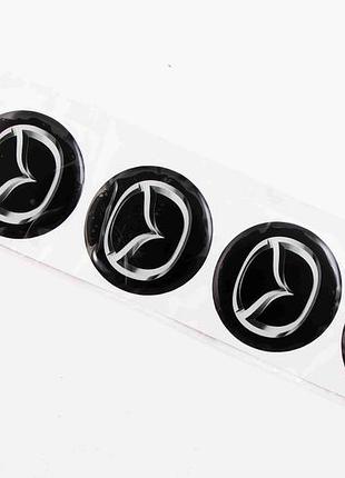 Наклейка на колпак 55мм силикон mazda черная "автограф" (4 шт.)