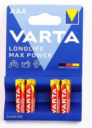 Батарейка aaa/lr03 alkaline "varta" longlife max power блистер
